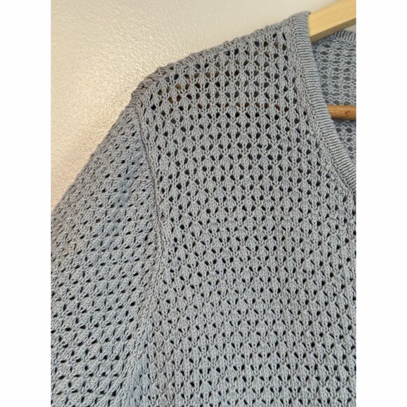 J. Jill Open Knit Lace Up Sweater Women’s Size M Gray Boho Coastal - Picture 8 of 11
